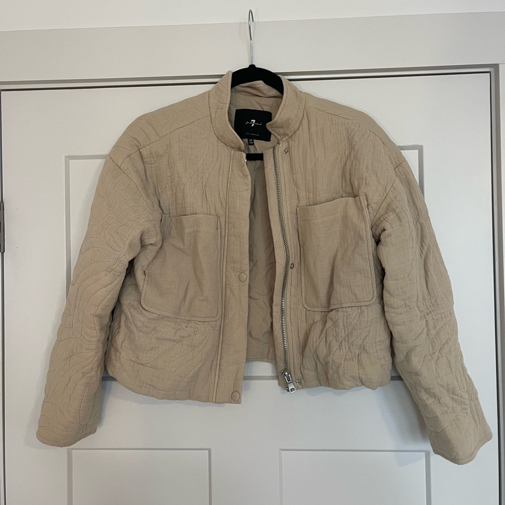 7 For All Mankind Beige Quilted Jacket